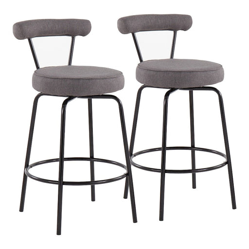 LumiSource Rhonda Counter Stool, Set of 2, Black/Charcoal - B26-RHONDABKCHAR2