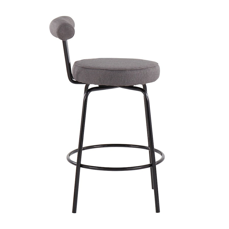 LumiSource Rhonda Counter Stool, Set of 2, Black/Charcoal