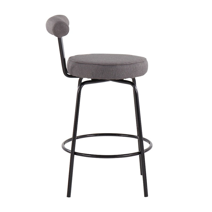 LumiSource Rhonda Counter Stool, Set of 2, Black/Charcoal