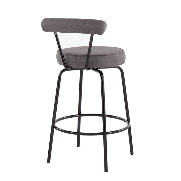 LumiSource Rhonda Counter Stool, Set of 2, Black/Charcoal