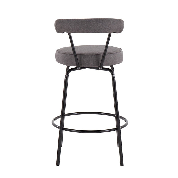 LumiSource Rhonda Counter Stool, Set of 2, Black/Charcoal