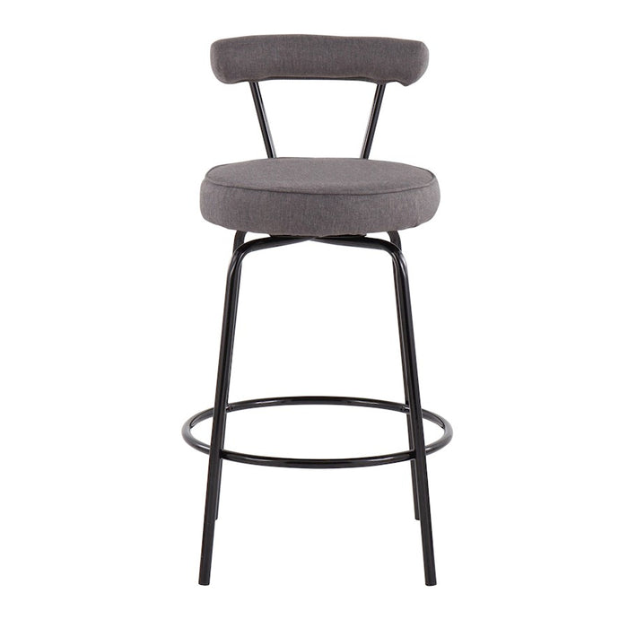 LumiSource Rhonda Counter Stool, Set of 2, Black/Charcoal