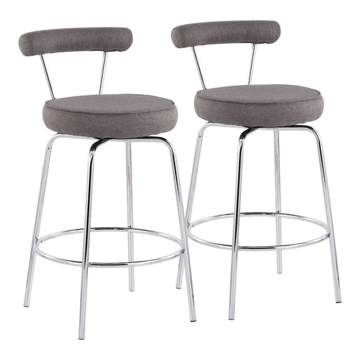 LumiSource Rhonda Counter Stool, Set of 2, Chrome/Charcoal - B26-RHONDACHAR2