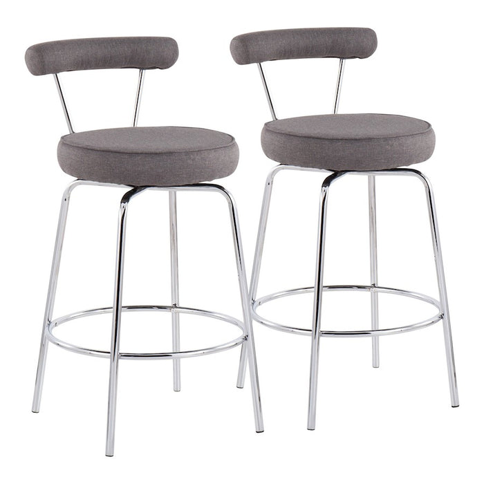 LumiSource Rhonda Counter Stool, Set of 2, Chrome/Charcoal - B26-RHONDACHAR2