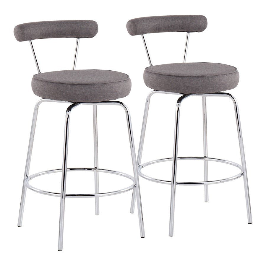 LumiSource Rhonda Counter Stool, Set of 2, Chrome/Charcoal - B26-RHONDACHAR2