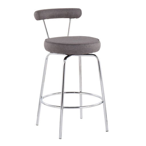 LumiSource Rhonda Counter Stool, Set of 2, Chrome/Charcoal