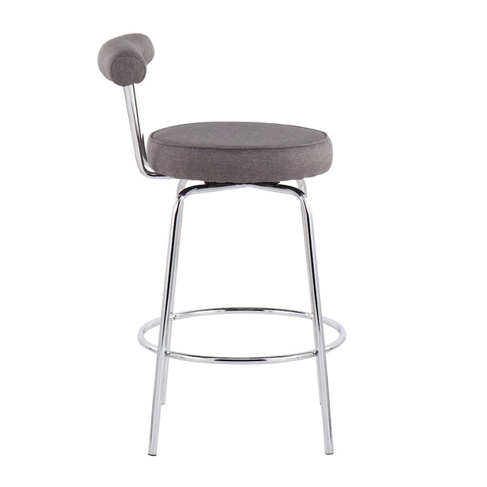 LumiSource Rhonda Counter Stool, Set of 2, Chrome/Charcoal