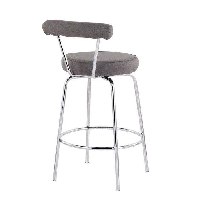 LumiSource Rhonda Counter Stool, Set of 2, Chrome/Charcoal