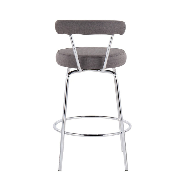 LumiSource Rhonda Counter Stool, Set of 2, Chrome/Charcoal
