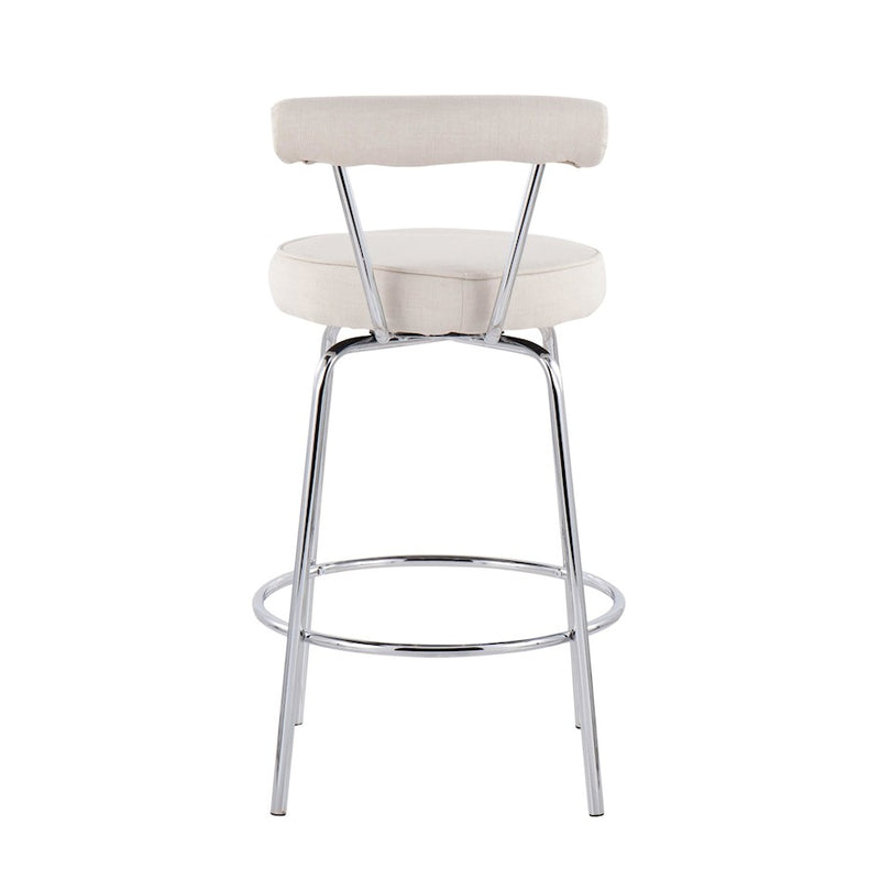LumiSource Rhonda Counter Stool Set of 2 | Contemporary Cream Fabric & Chrome | Kitchen Island & Bar Seating | 20 x 20 x 34 in | Model B26-RHONDACR2