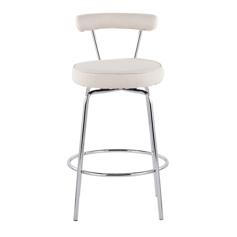 LumiSource Rhonda Counter Stool Set of 2 | Contemporary Cream Fabric & Chrome | Kitchen Island & Bar Seating | 20 x 20 x 34 in | Model B26-RHONDACR2