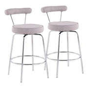 LumiSource Rhonda Counter Stool, Set of 2, Chrome/Light Grey - B26-RHONDALGY2