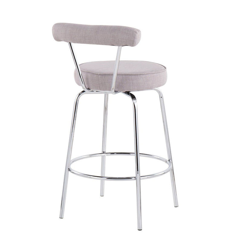 LumiSource Rhonda Counter Stool, Set of 2, Chrome/Light Grey