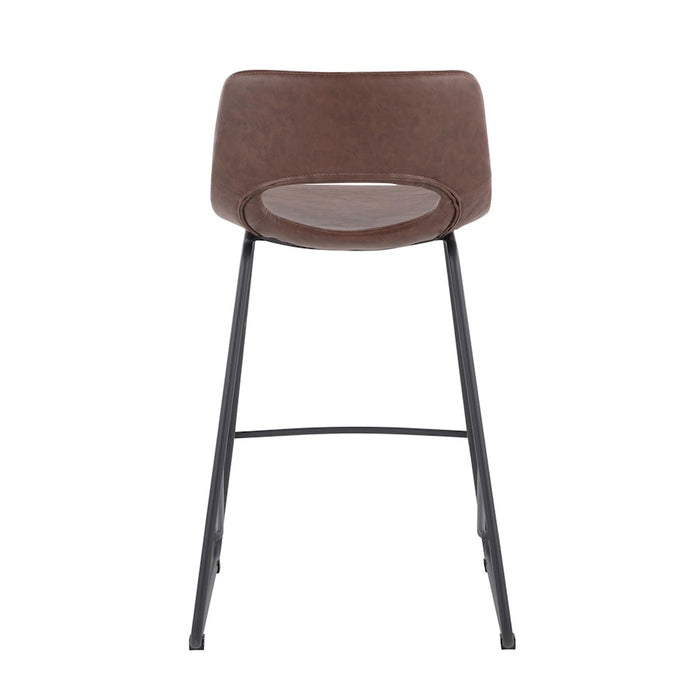 LumiSource Robbi Counter Stool, Set of 2, Black Steel/Brown PU
