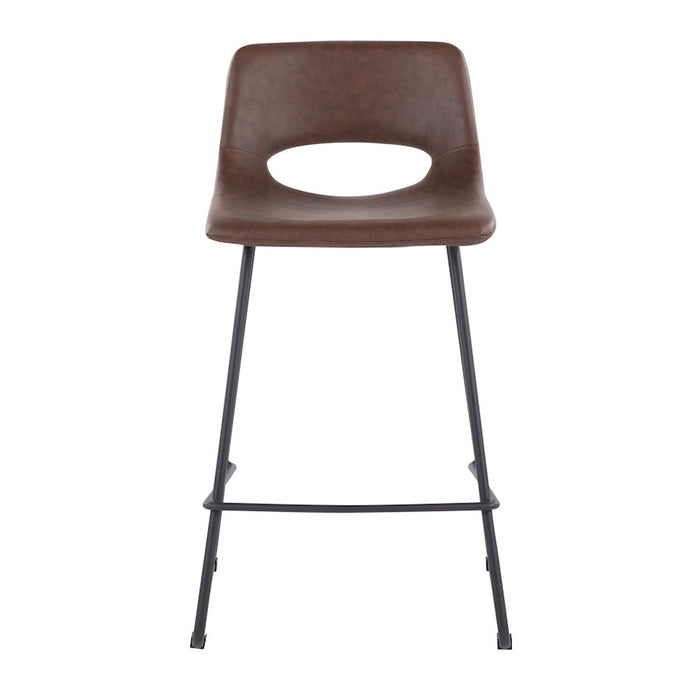 LumiSource Robbi Counter Stool, Set of 2, Black Steel/Brown PU
