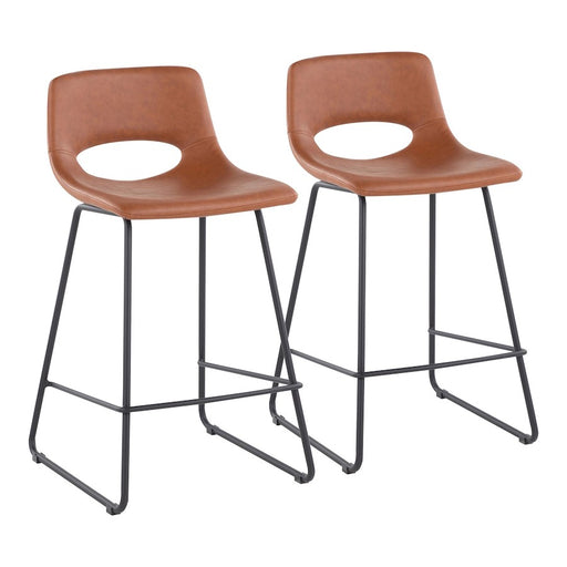LumiSource Robbi Counter Stool, Set of 2, Black Steel/Camel PU - B26-ROBBIBKCAM2