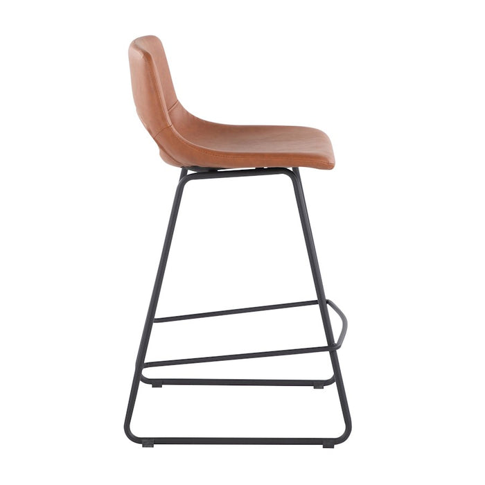 LumiSource Robbi Counter Stool, Set of 2, Black Steel/Camel PU