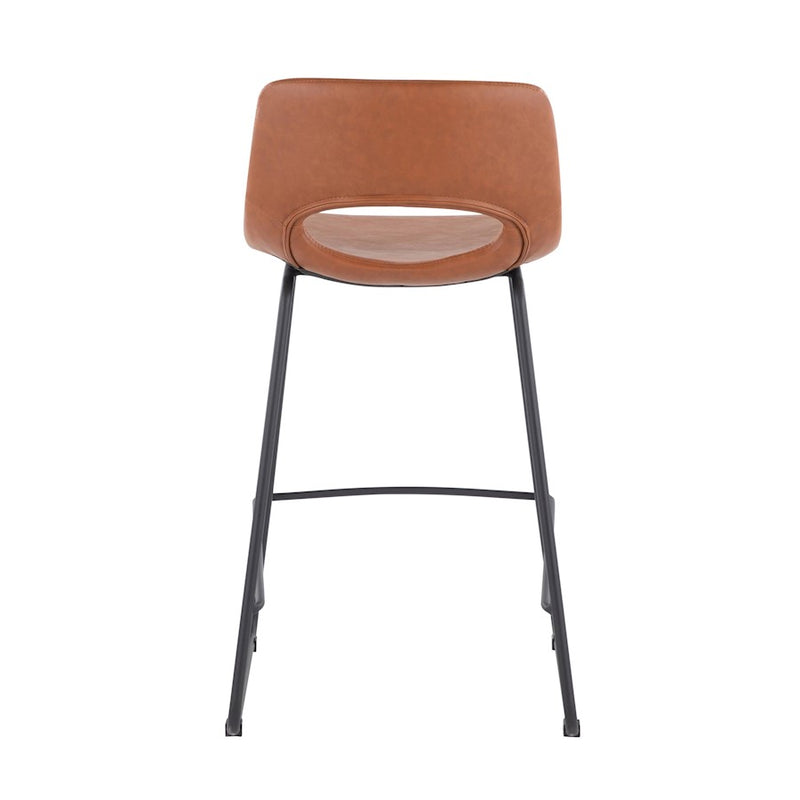 LumiSource Robbi Counter Stool, Set of 2, Black Steel/Camel PU