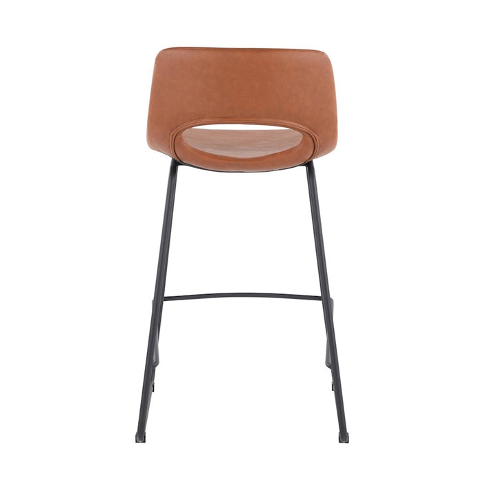 LumiSource Robbi Counter Stool, Set of 2, Black Steel/Camel PU