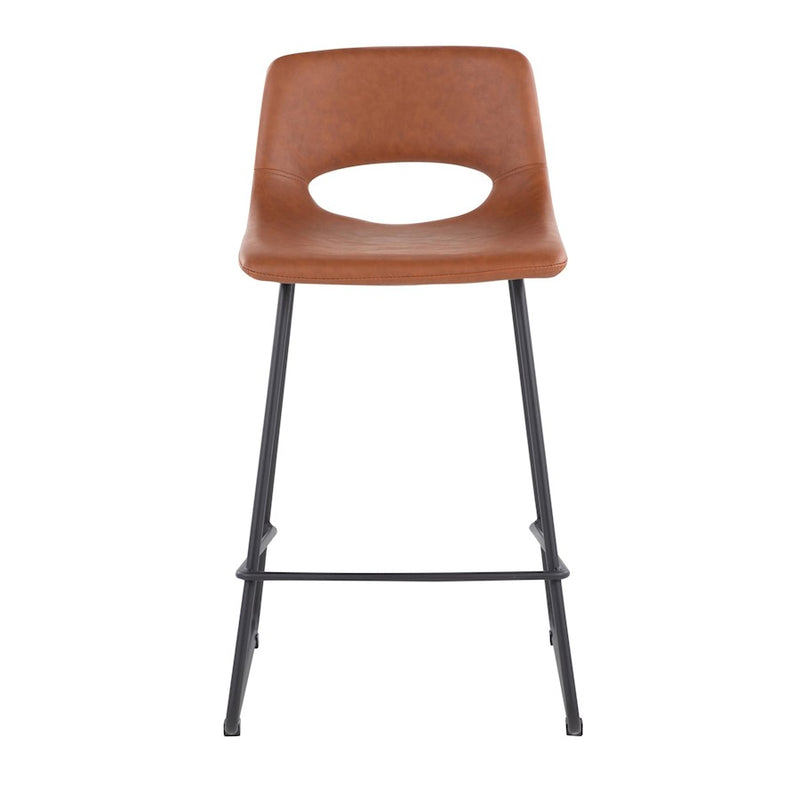 LumiSource Robbi Counter Stool, Set of 2, Black Steel/Camel PU