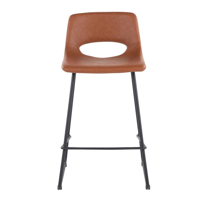 LumiSource Robbi Counter Stool, Set of 2, Black Steel/Camel PU