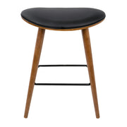 LumiSource Saddle Counter Stool (Set of 2) | Mid-Century Walnut Bentwood & Black Metal | Kitchen Island & Bar Seating | Model B26-SADLWL-BK2