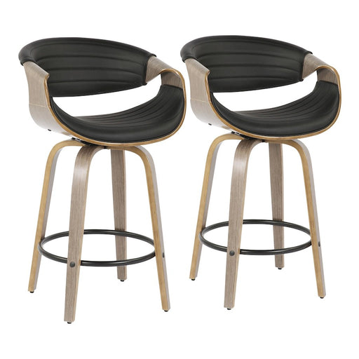 LumiSource Symphony Counter Stool, Set of 2, Grey/Black - B26-SYMP2-SWVQLGYBK2