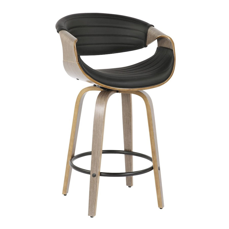 LumiSource Symphony Counter Stool, Set of 2, Grey/Black
