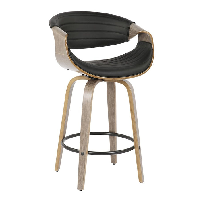 LumiSource Symphony Counter Stool, Set of 2, Grey/Black