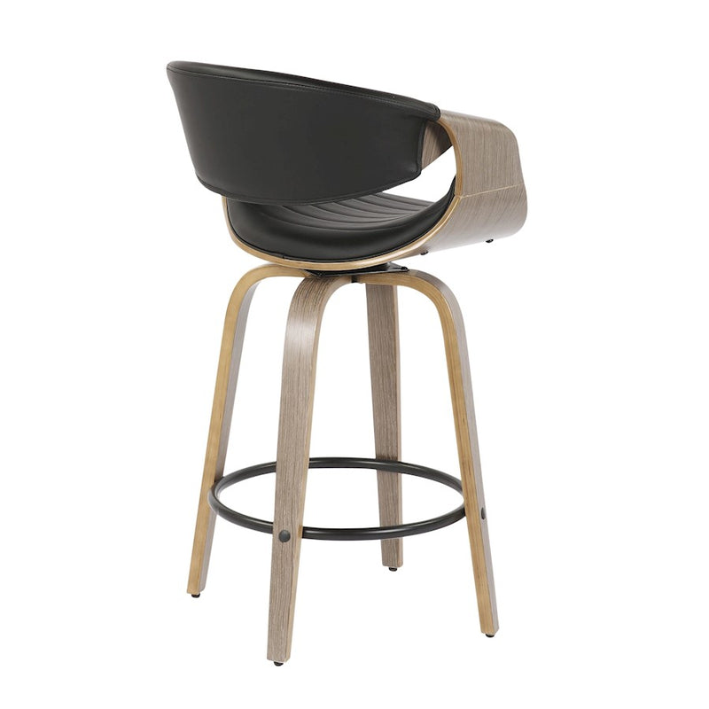 LumiSource Symphony Counter Stool, Set of 2, Grey/Black