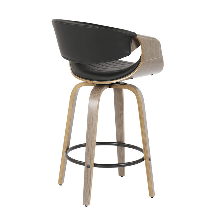 LumiSource Symphony Counter Stool, Set of 2, Grey/Black