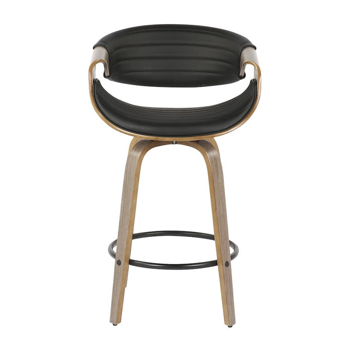 LumiSource Symphony Counter Stool, Set of 2, Grey/Black