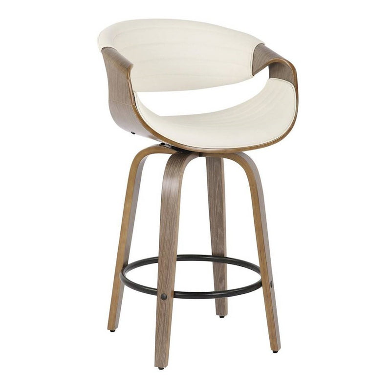 LumiSource Symphony Counter Stool, Set of 2, Grey/White/Black