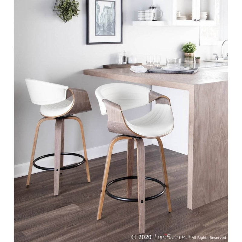 LumiSource Symphony Counter Stool, Set of 2, Grey/White/Black