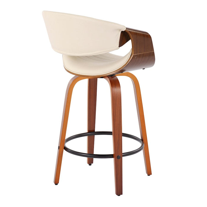 LumiSource Symphony Counter Stool, Set of 2, Walnut/Cream/Black