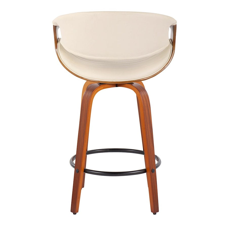 LumiSource Symphony Counter Stool, Set of 2, Walnut/Cream/Black