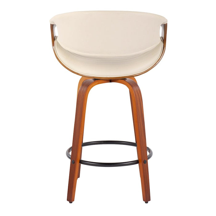 LumiSource Symphony Counter Stool, Set of 2, Walnut/Cream/Black
