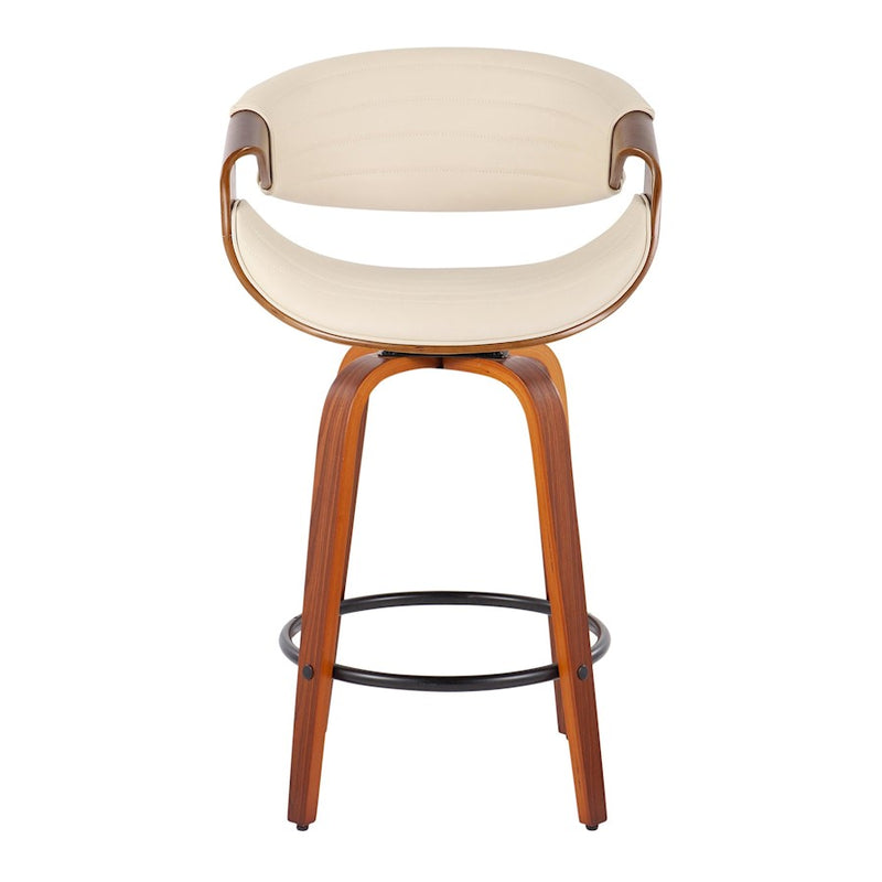 LumiSource Symphony Counter Stool (Set of 2) | Mid-Century Walnut Bentwood, Cream PU & Black Metal | Kitchen Island & Bar | Model B26-SYMP2-SWVQWLCR2