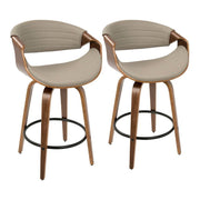 LumiSource Symphony Counter Stool, Set/2, Walnut/GY/Black - B26-SYMP2-SWVQWLGY2