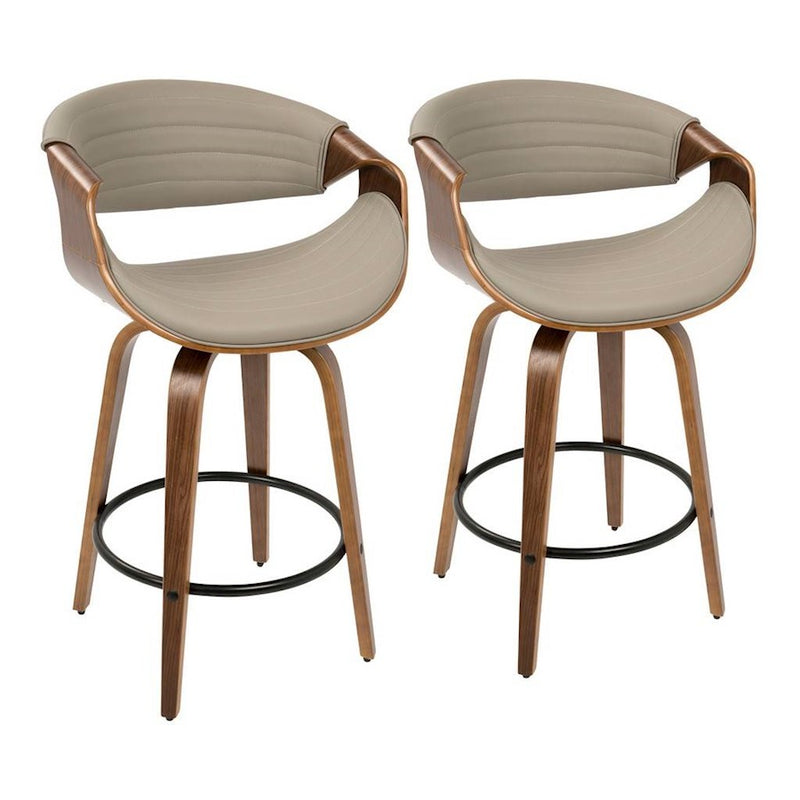 LumiSource Symphony Counter Stool, Set/2, Walnut/GY/Black - B26-SYMP2-SWVQWLGY2