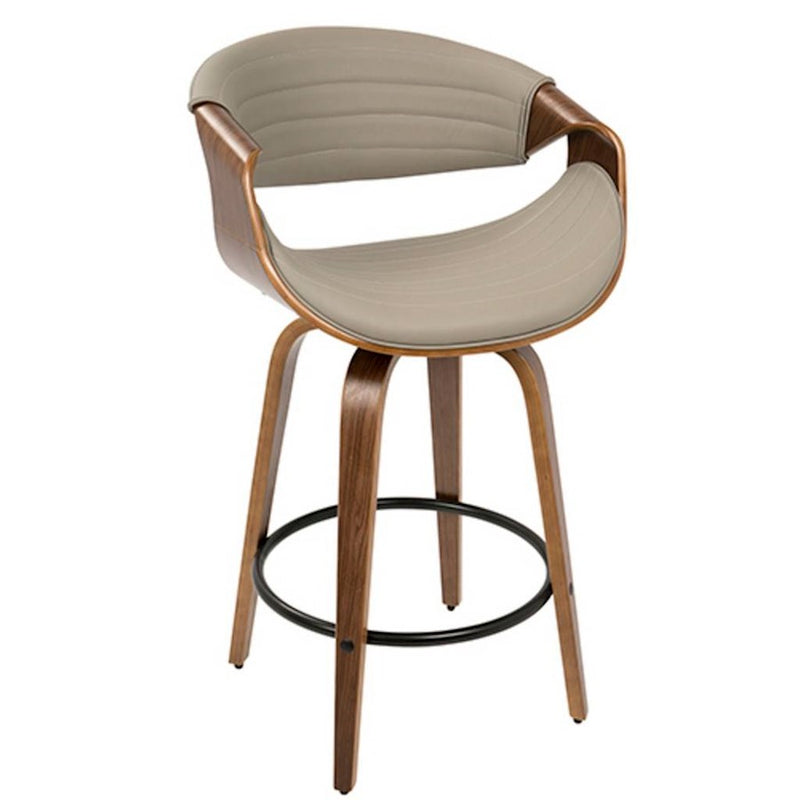 LumiSource Symphony Counter Stool, Set of 2, Walnut/GY/Black
