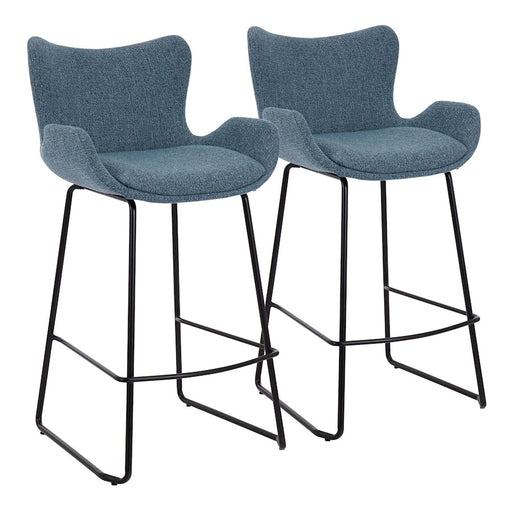 LumiSource Tara Counter Stool, Set of 2, Black Metal/Blue Noise - B26-TARABKNBU2