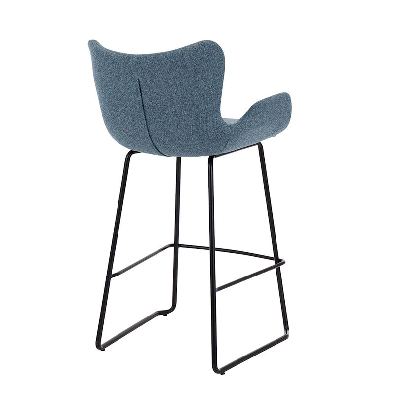 LumiSource Tara Counter Stool, Set of 2, Black Metal/Blue Noise