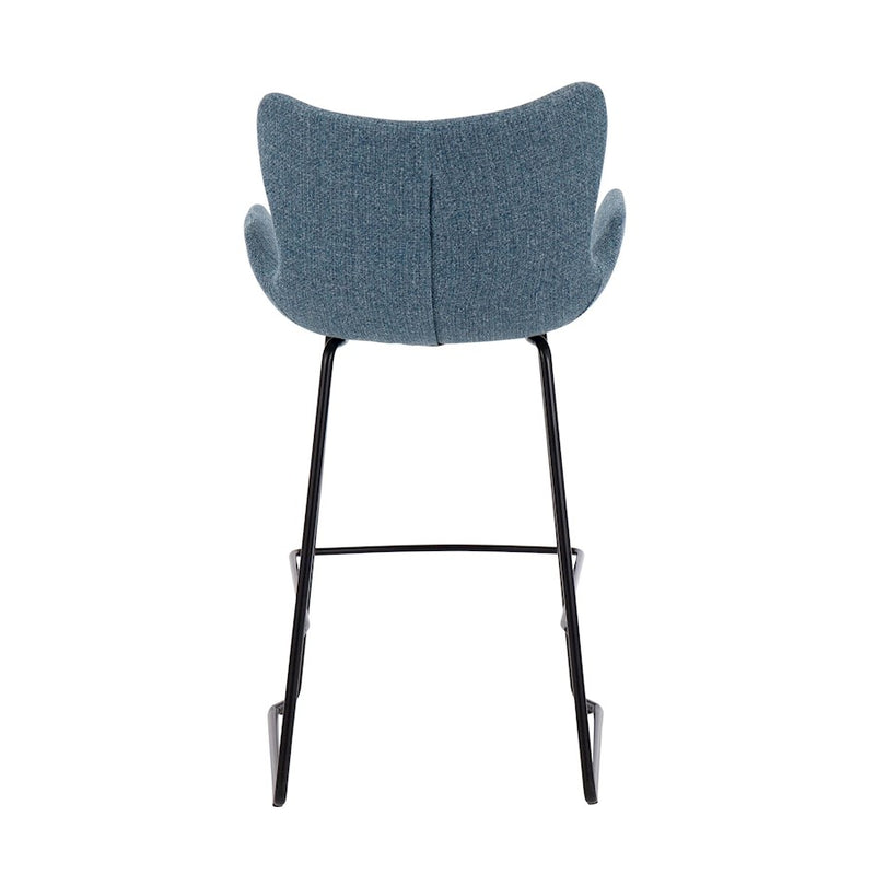 LumiSource Tara Counter Stool, Set of 2, Black Metal/Blue Noise
