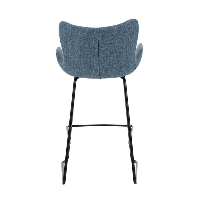 LumiSource Tara Counter Stool, Set of 2, Black Metal/Blue Noise