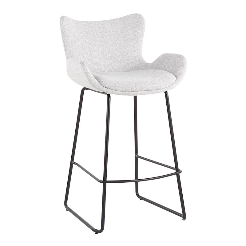 LumiSource Tara Counter Stool, Set of 2, Black/Grey Noise