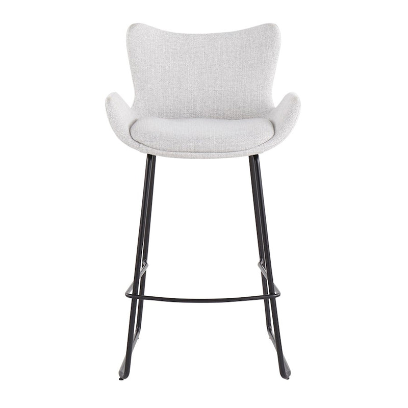 LumiSource Tara Counter Stool, Set of 2, Black/Grey Noise