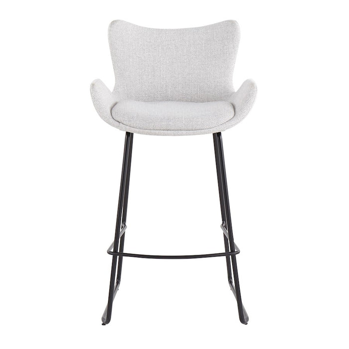 LumiSource Tara Counter Stool, Set of 2, Black/Grey Noise