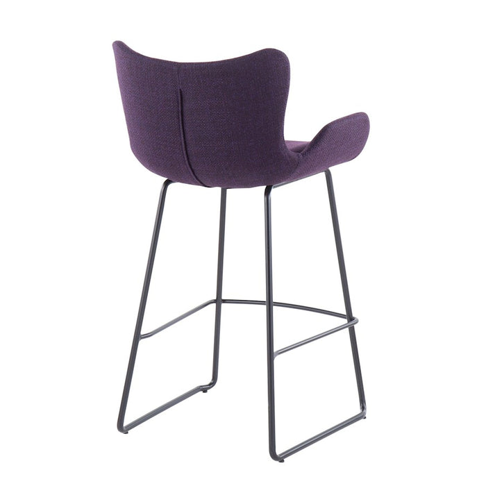 LumiSource Tara Counter Stool, Set of 2, Black/Purple Noise