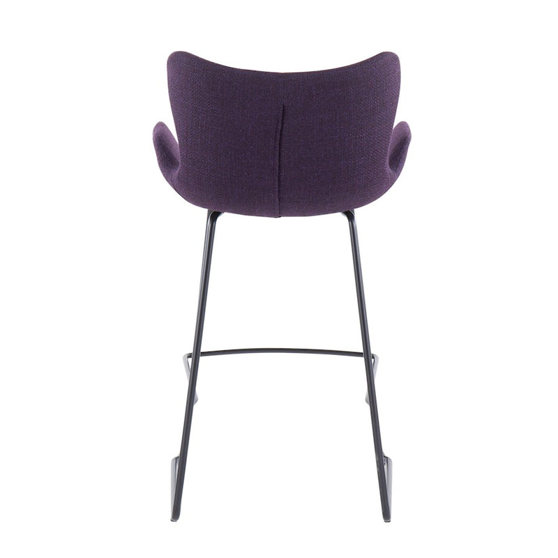 LumiSource Tara Counter Stool, Set of 2, Black/Purple Noise